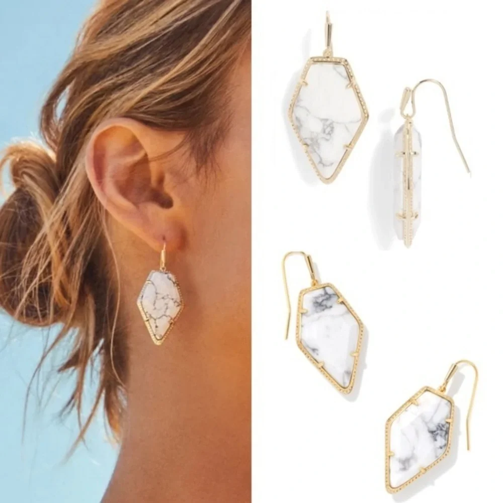 KENDRA SCOTT Framed Tessa Drop Earrings in White Howlite NWT 80$